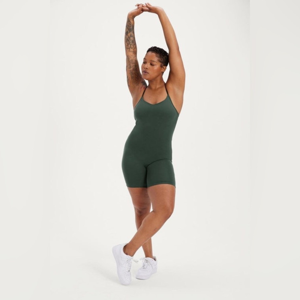 Girlfriend Collective Barre Unitard Jumpsuit Moss Size Medium